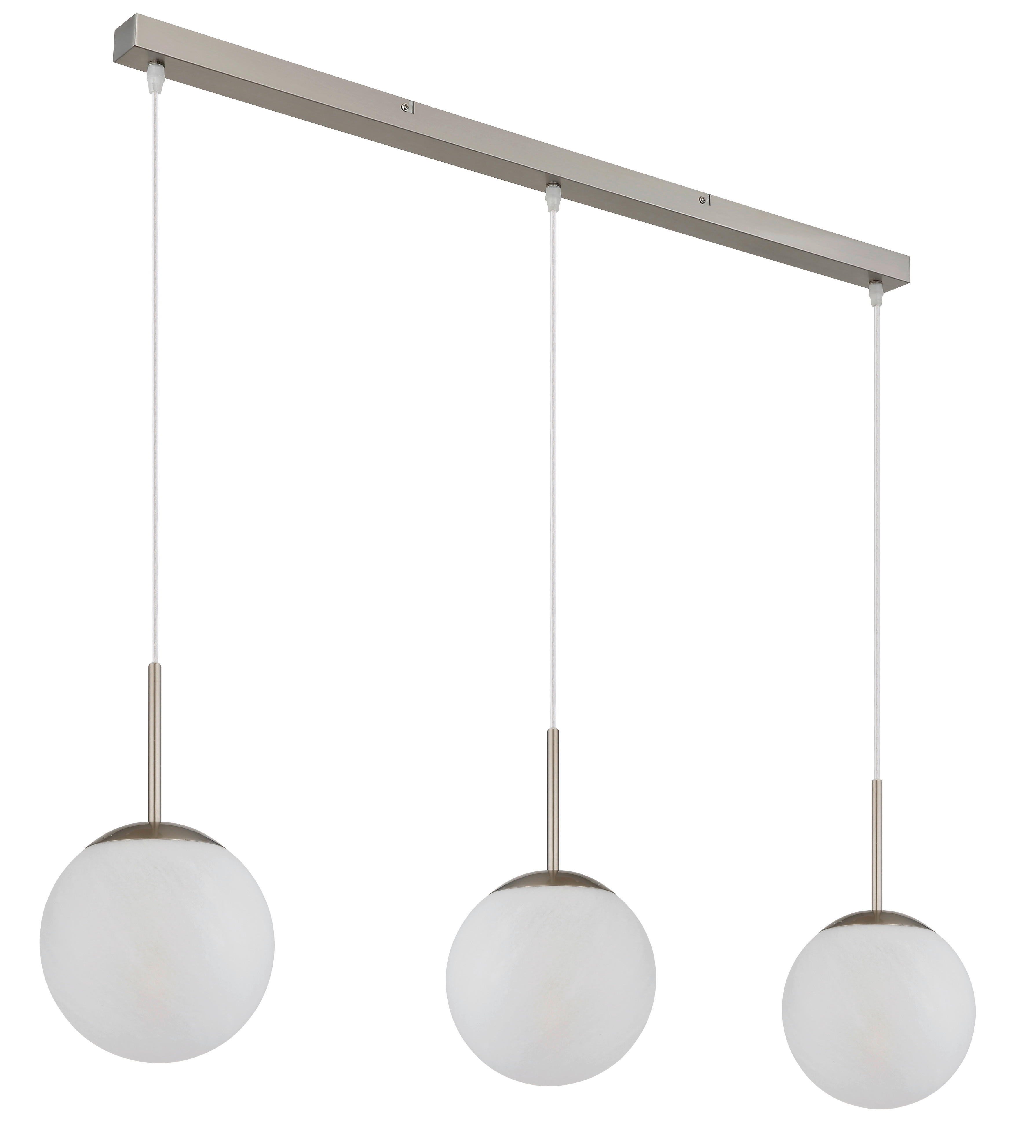 GLOBO Pendelleuchte KOP 30520301 nickel Opal klar Glas Metall B/H/L: ca. 104x120x20 cm E27 3 Brennstellen KOP - klar/nickel (20,00/104,00/120,00cm) - GLOBO