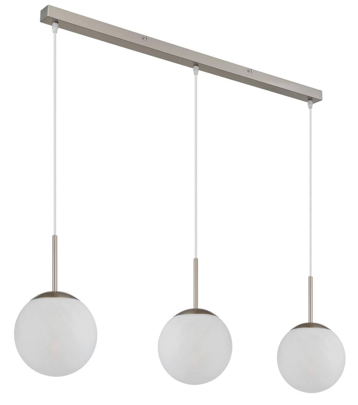 GLOBO Pendelleuchte KOP 30520301 nickel Opal klar Glas Metall B/H/L: ca. 104x120x20 cm E27 3 Brennstellen KOP - klar/nickel (20,00/104,00/120,00cm) - GLOBO
