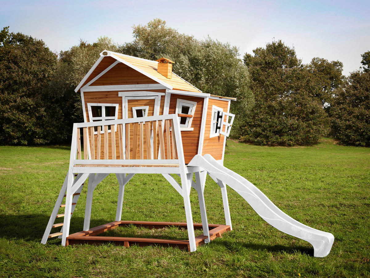 AXI Spielhaus Max braun B/H/L: ca. 432x288x193 cm Max - braun/weiß (193,00/432,00/288,00cm) - AXI