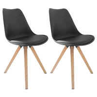Stuhl KIRA  2er-Set schwarz schwarz Eiche Kunststoff Kunstleder Metall B/H/T: ca. 48x86x55,5 cm KIRA  2er-Set - Eiche/schwarz (48,00/86,00/55,50cm) - byLIVING