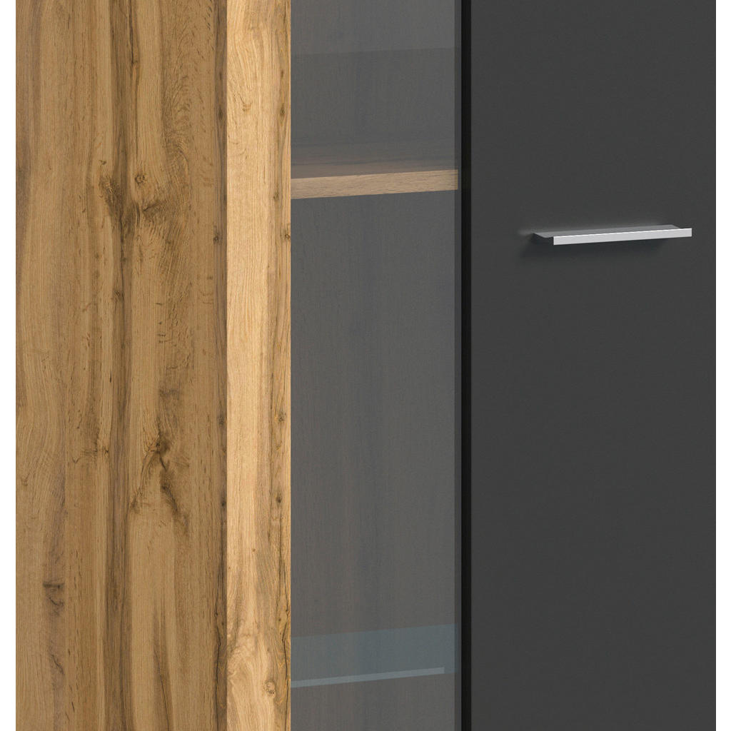 Thumbnail - Wohnwand Jam Eiche Wotan Nachbildung grau B/H/T: ca. 235x159x35 cm