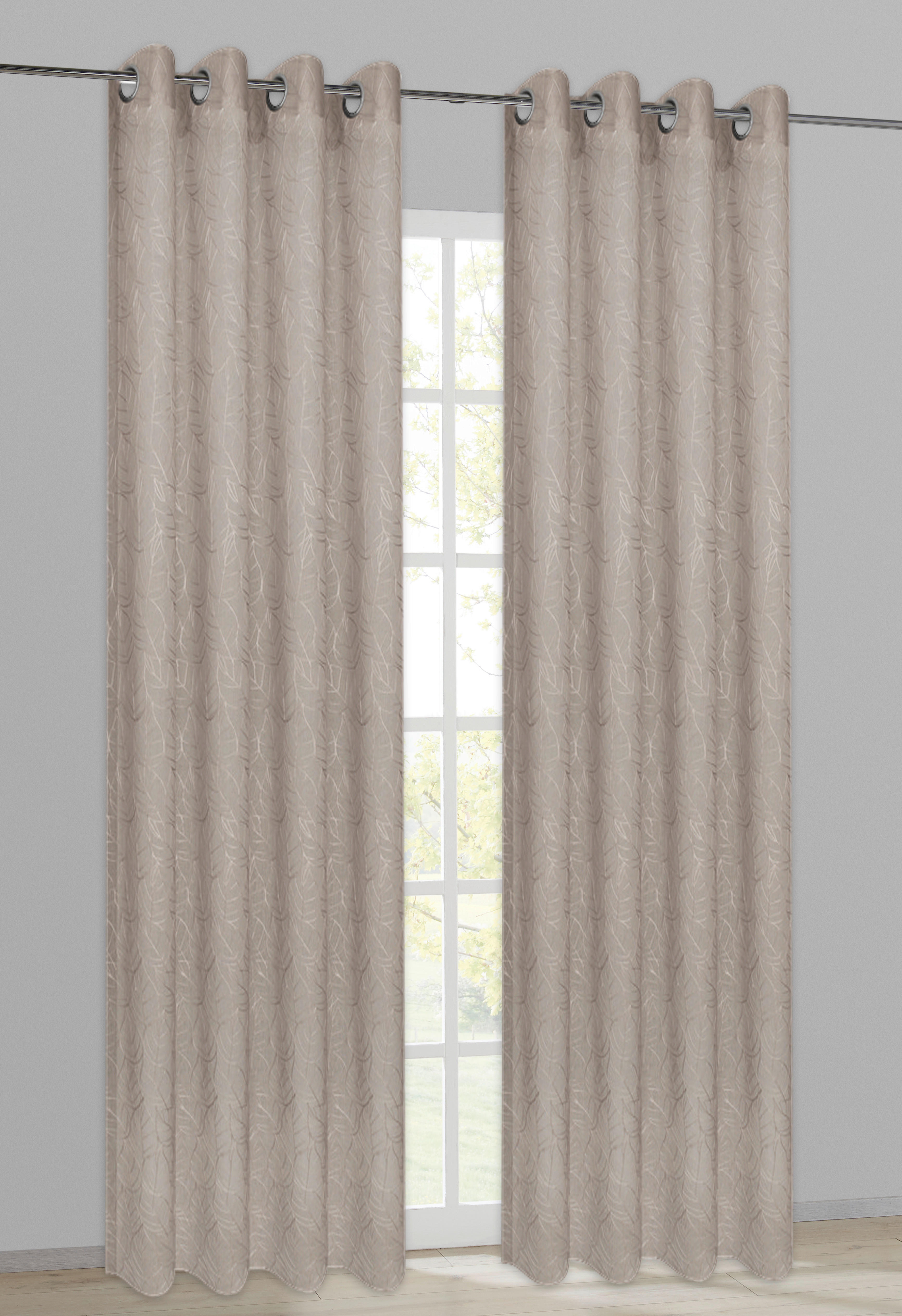 Ösenvorhang Blätter taupe B/L: ca. 140x245 cm Blätter - taupe (140,00/245,00cm) - Happy Home