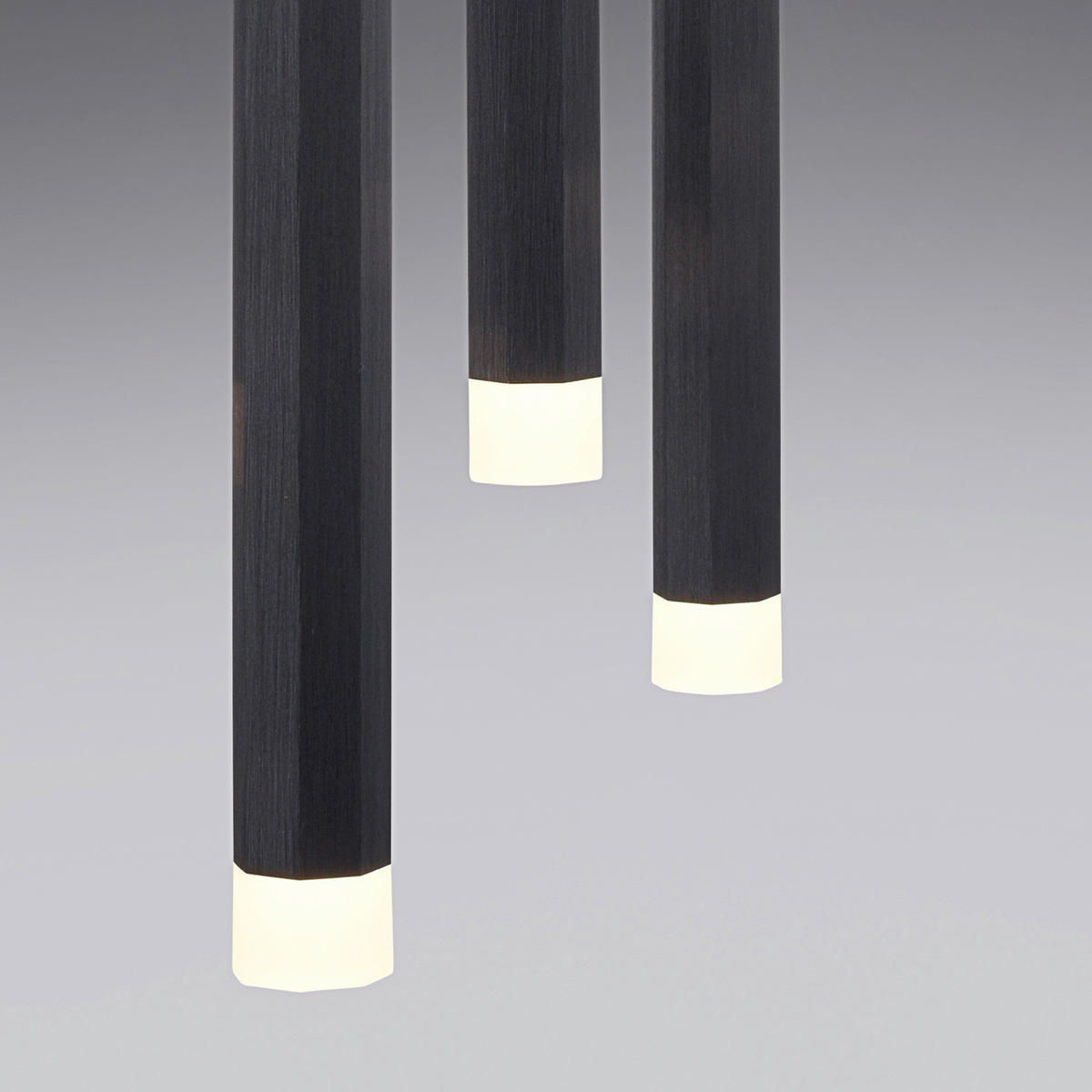Just Light LED-Pendelleuchte BRUNO 15203-18 schwarz Eisen Aluminium B/H/T: ca. 55x120x8 cm 3.0 Brennstellen BRUNO - schwarz (55,00/120,00/8,00cm) - Just Light