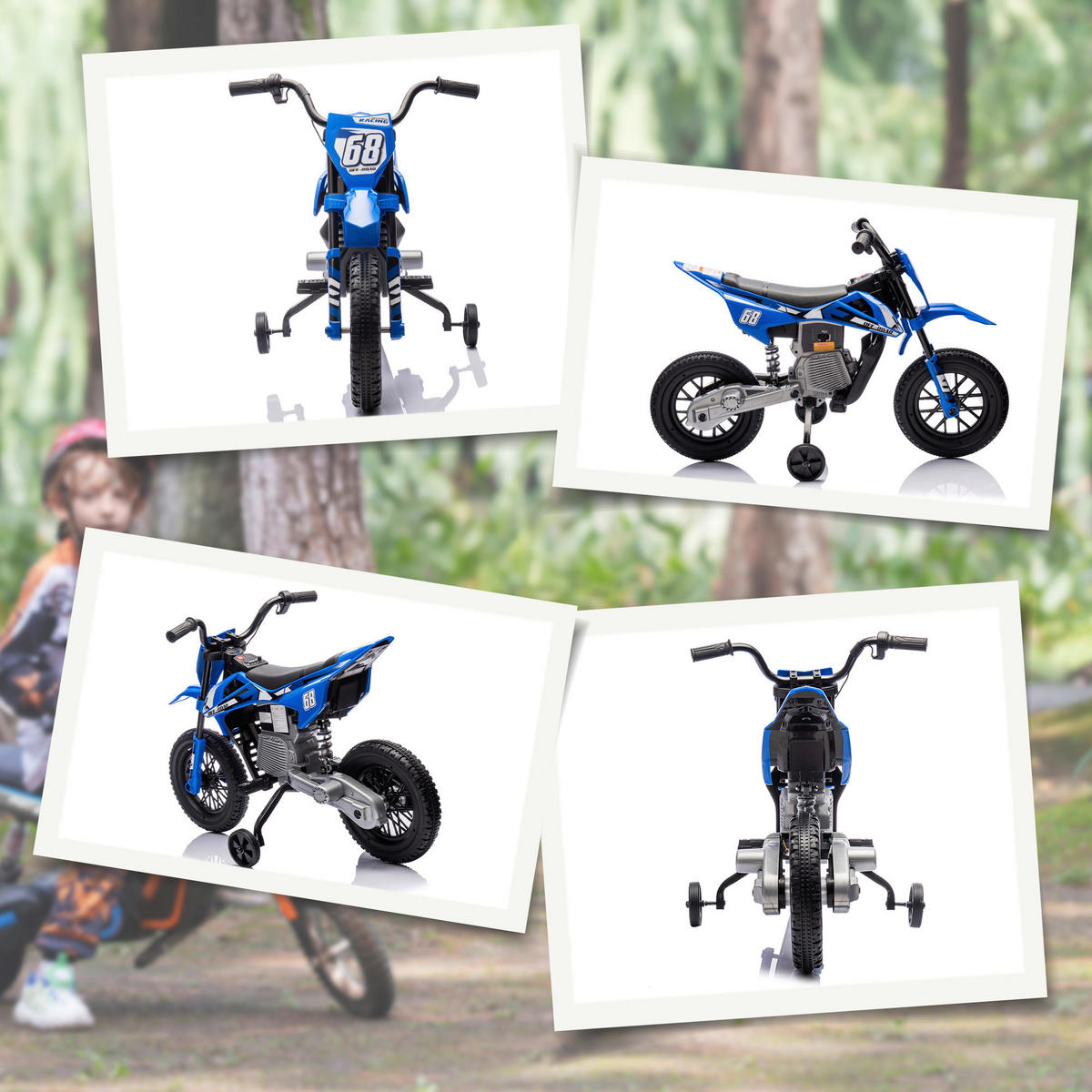 AIYAPLAY Kinder-Elektromotorrad blau B/H/L: ca. 56x70x107 cm Kinder-Elektromotorrad - blau (107,00/56,00/70,00cm) - AIYAPLAY