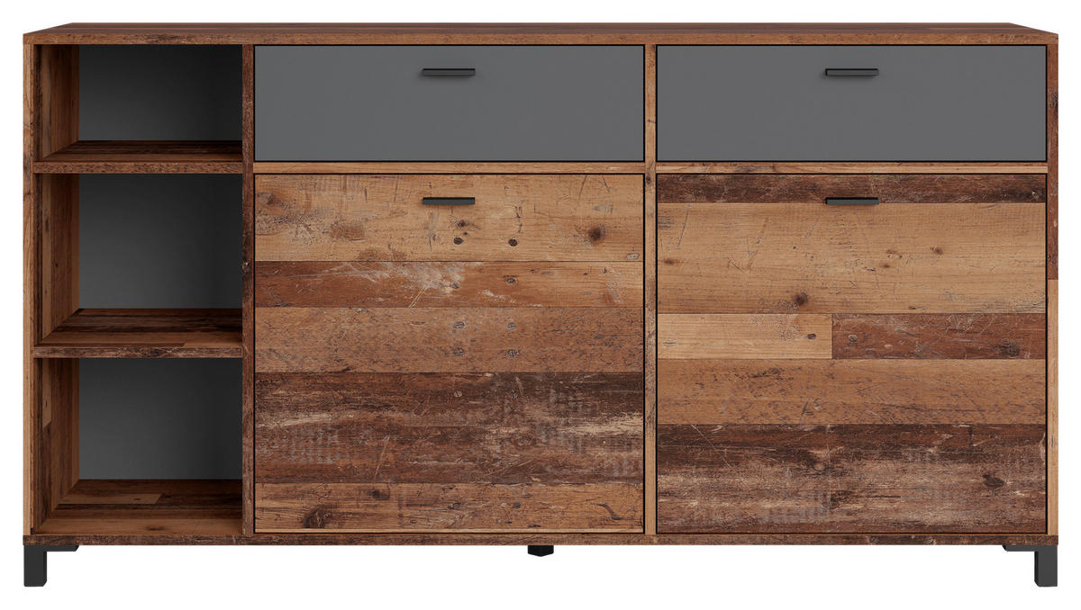Sideboard JACKSON Eiche Old Wood Nachbildung anthrazit B: ca. 160 cm JACKSON - Eiche/anthrazit (160,00cm) - byLIVING