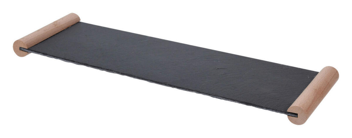 Serviertablett schwarz Schiefer B/L: ca. 50x15 cm Serviertablett - natur/schwarz (50,00/15,00cm)