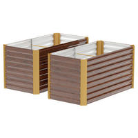 Outsunny Hochbeet 2er Set braun Stahl B/H/L: ca. 60x60x120 cm Hochbeet 2er Set - braun (120,00/60,00/60,00cm) - Outsunny