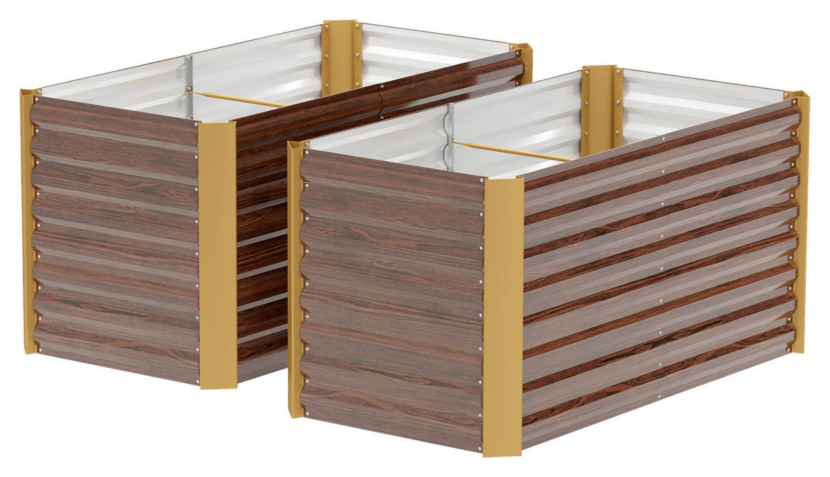 Outsunny Hochbeet 2er Set braun Stahl B/H/L: ca. 60x60x120 cm Hochbeet 2er Set - braun (120,00/60,00/60,00cm) - Outsunny