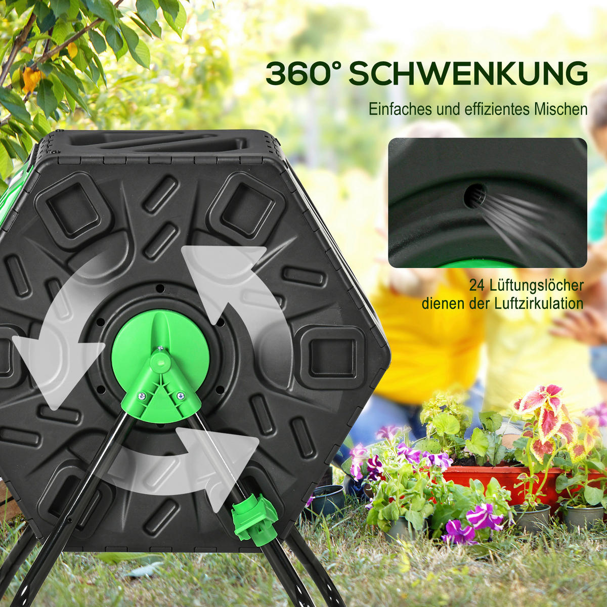 Outsunny Komposter schwarz B/H/L: ca. 49x77x60 cm Komposter - schwarz (60,00/49,00/77,00cm) - Outsunny