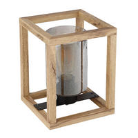 GLOBO Tischleuchte dunkelbraun schwarz Rauch Metall Glas B/H/L: ca. 17x22x17 cm E27 1 Brennstellen Pettey - dunkelbraun/schwarz (17,00/17,00/22,00cm) - GLOBO