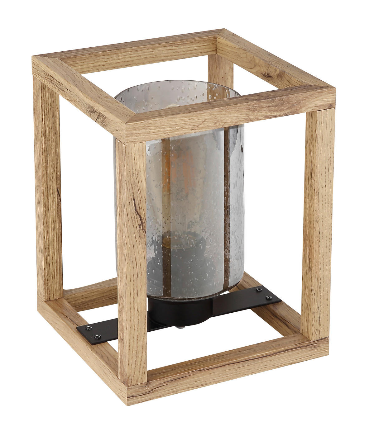 GLOBO Tischleuchte dunkelbraun schwarz Rauch Metall Glas B/H/L: ca. 17x22x17 cm E27 1 Brennstellen Pettey - dunkelbraun/schwarz (17,00/17,00/22,00cm) - GLOBO