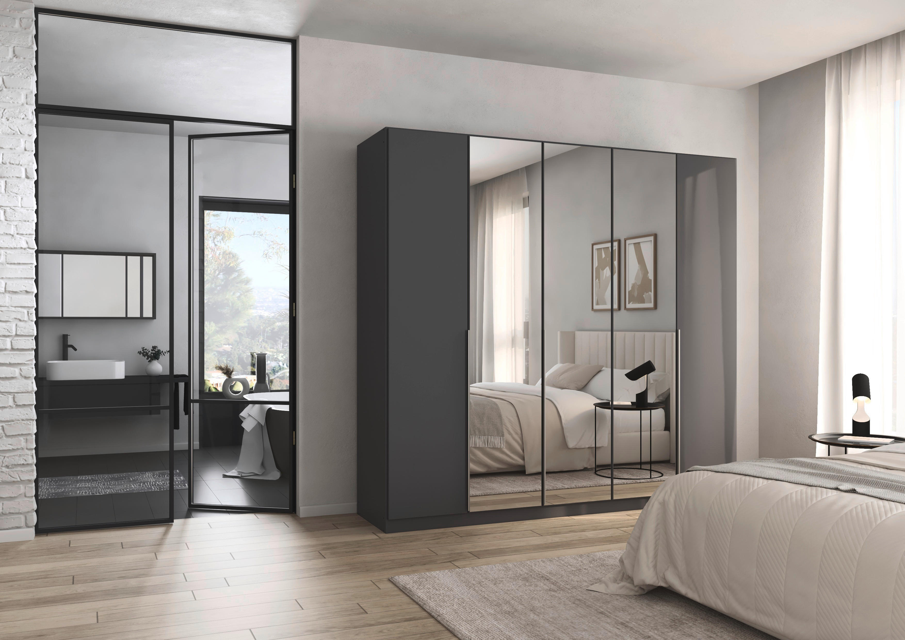 Kleiderschrank Alabama grau B/H/T: ca. 225x210x54 cm Alabama - Alu/grau (225,00/210,00/54,00cm)