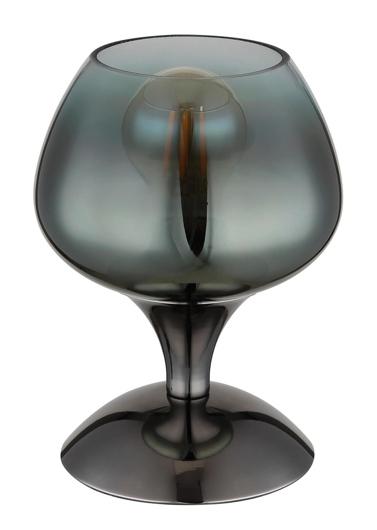 GLOBO Tischleuchte schwarz Chrom grün Textil Metall Glas H/D: ca. 20,5x15 cm E27 1 Brennstellen MAXY - schwarz/Chrom (15,00/20,50cm) - GLOBO