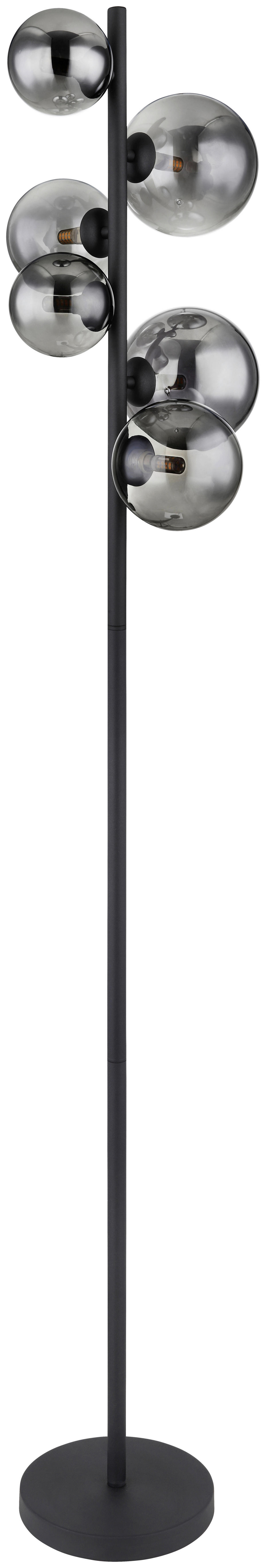 GLOBO Stehleuchte RIHA 56133-6S schwarz Metall Rauchglas H/D: ca. 155x28,5 cm 6 Brennstellen RIHA - schwarz (28,50/155,00cm) - GLOBO