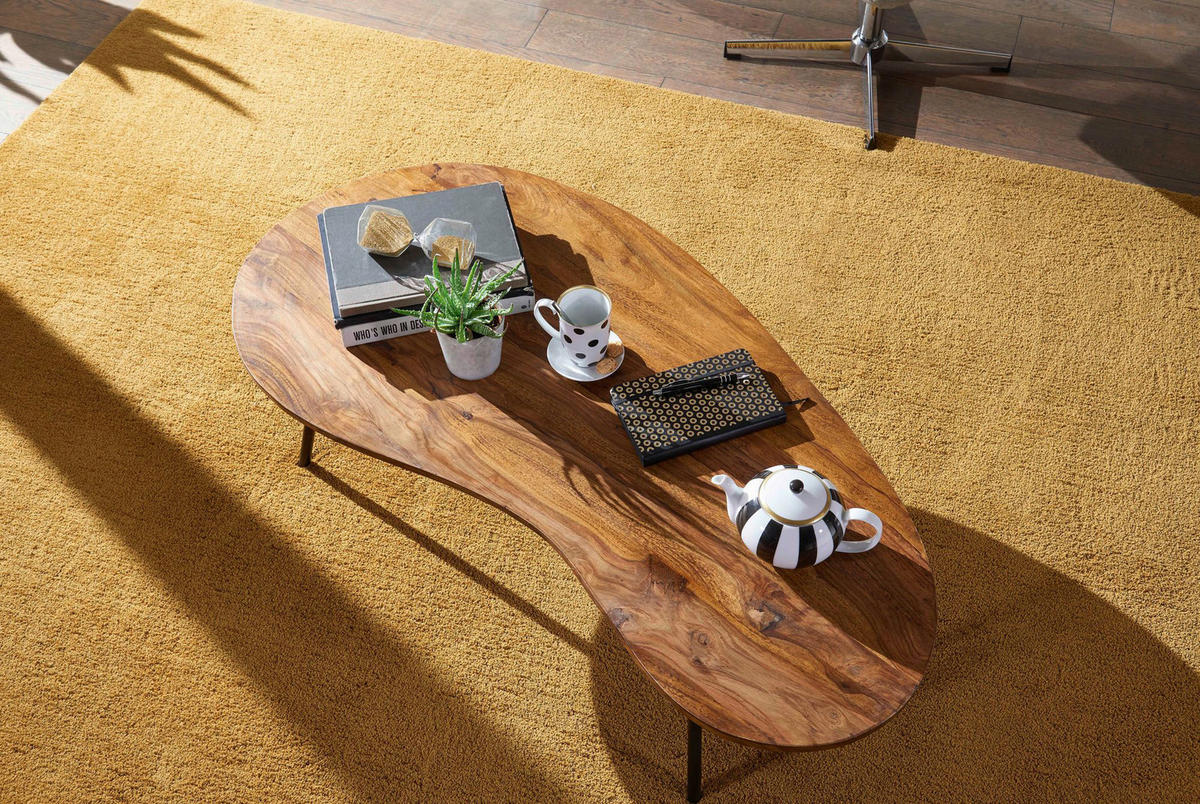Couchtisch natur schwarz pulverbeschichtet B/H/T: ca. 122x36x63 cm Couchtisch - natur/schwarz (122,00/36,00/63,00cm) - Wohnling