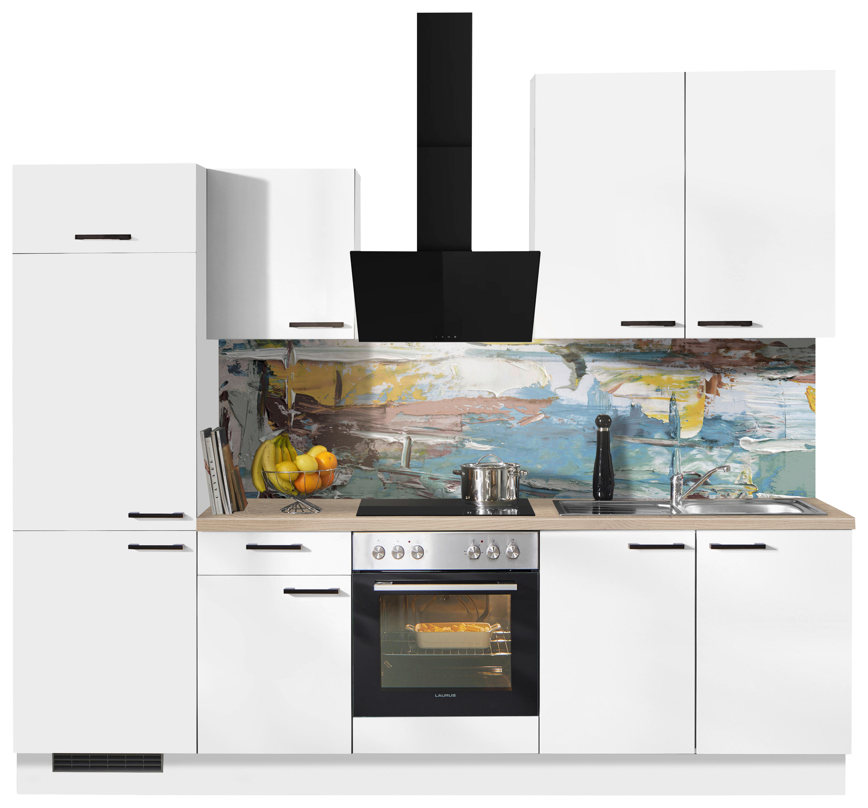 pino Küchenblock PN80 weiß B/H/T: ca. 270x235x60 cm PN80 - Eiche/weiß (270,00/235,00/60,00cm) - pino