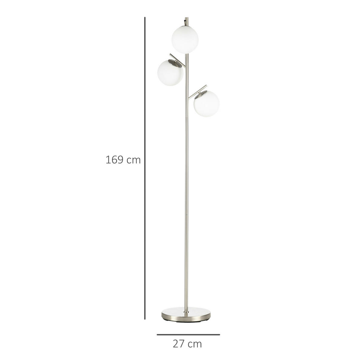 HOMCOM Stehleuchte B31-319V90SR Stehleuchte - silber (169,00/27,00/27,00cm) - HOMCOM