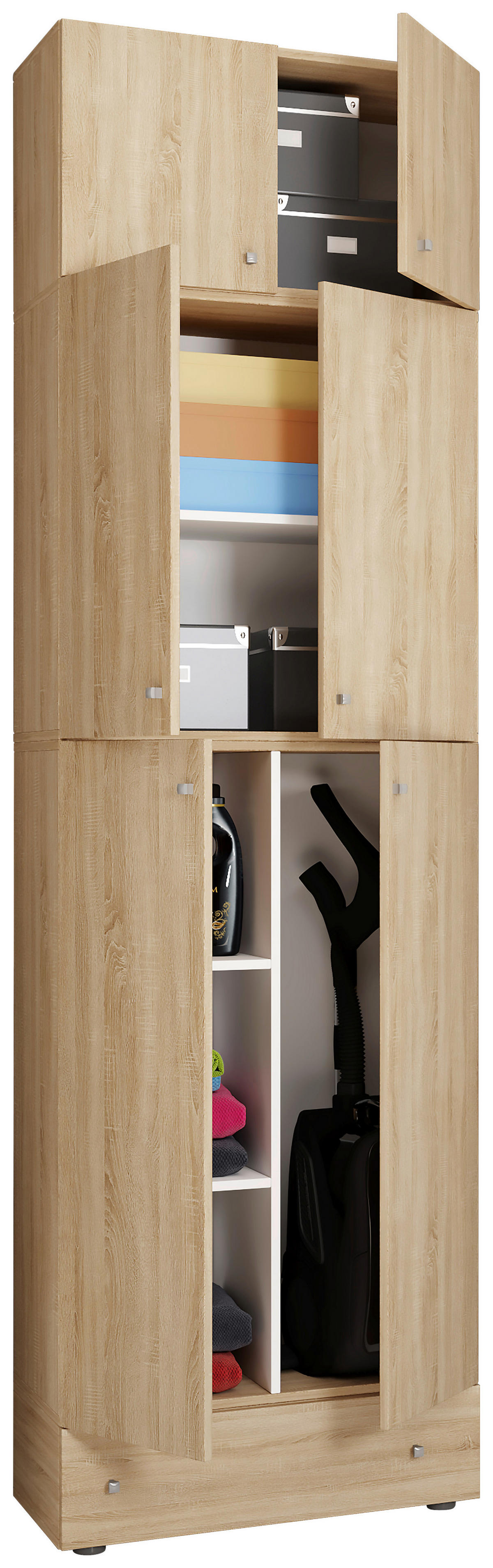 Putzschrank Lona Eiche Sonoma Nachbildung weiß B/H/T: ca. 70x240x39 cm Lona - Eiche/weiß (70,00/240,00/39,00cm) - VCM Möbel