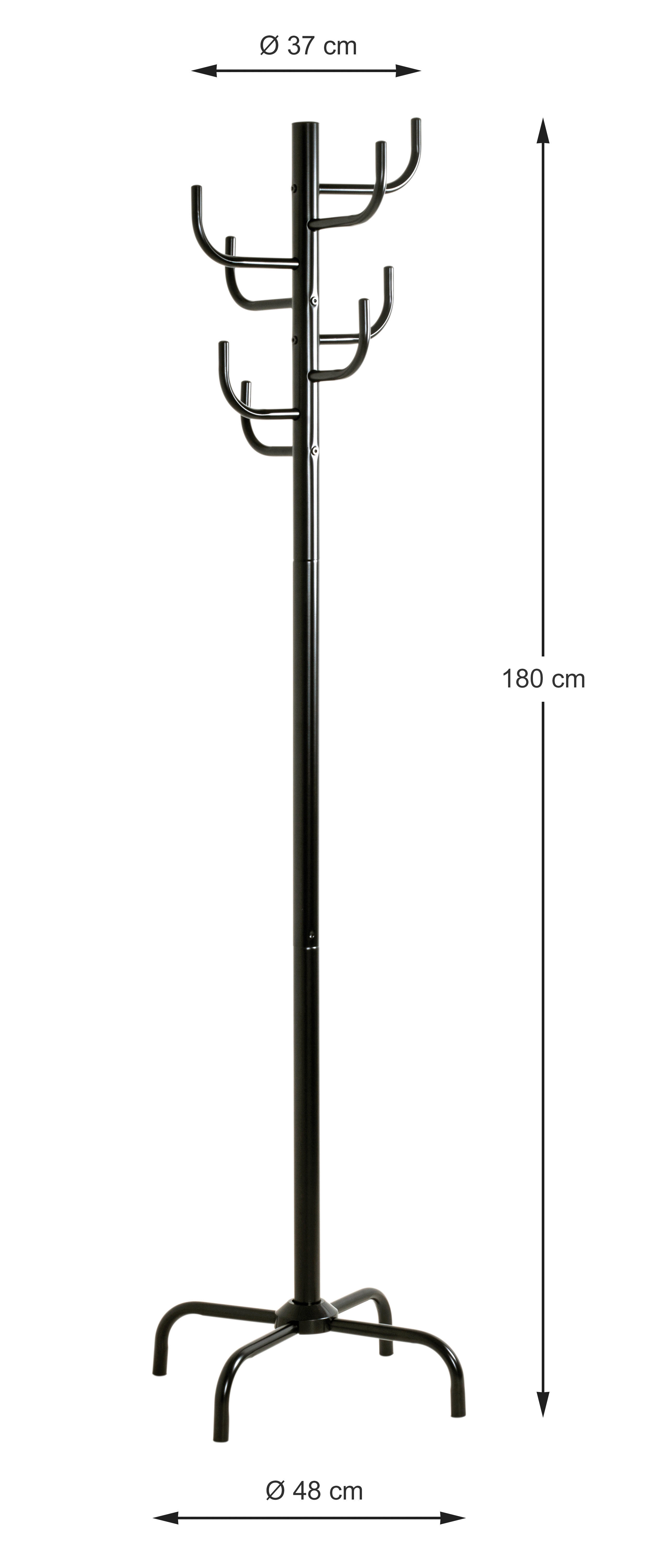 Garderobenständer  schwarz lackiert H/D: ca. 180x48 cm Cactus_Garderobenständer 43100 - schwarz (48,00/180,00cm)