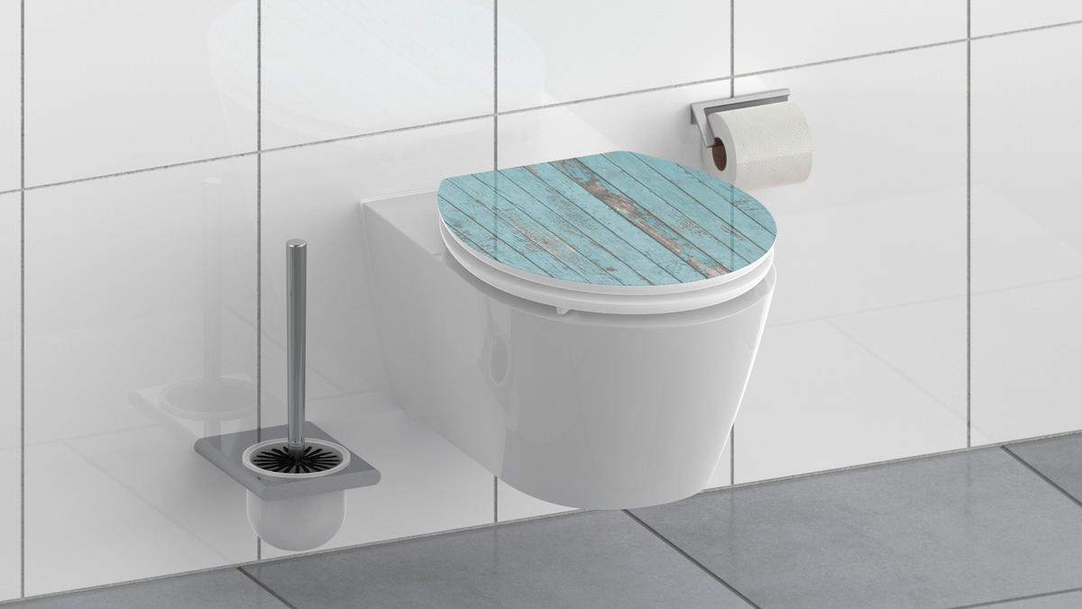 WC-Sitz MDF B/H/L: ca. 6,8x49x38,5 cm WC-Sitz-Blue_Wood MDF - (38,50/6,80/49,00cm) - Eisl