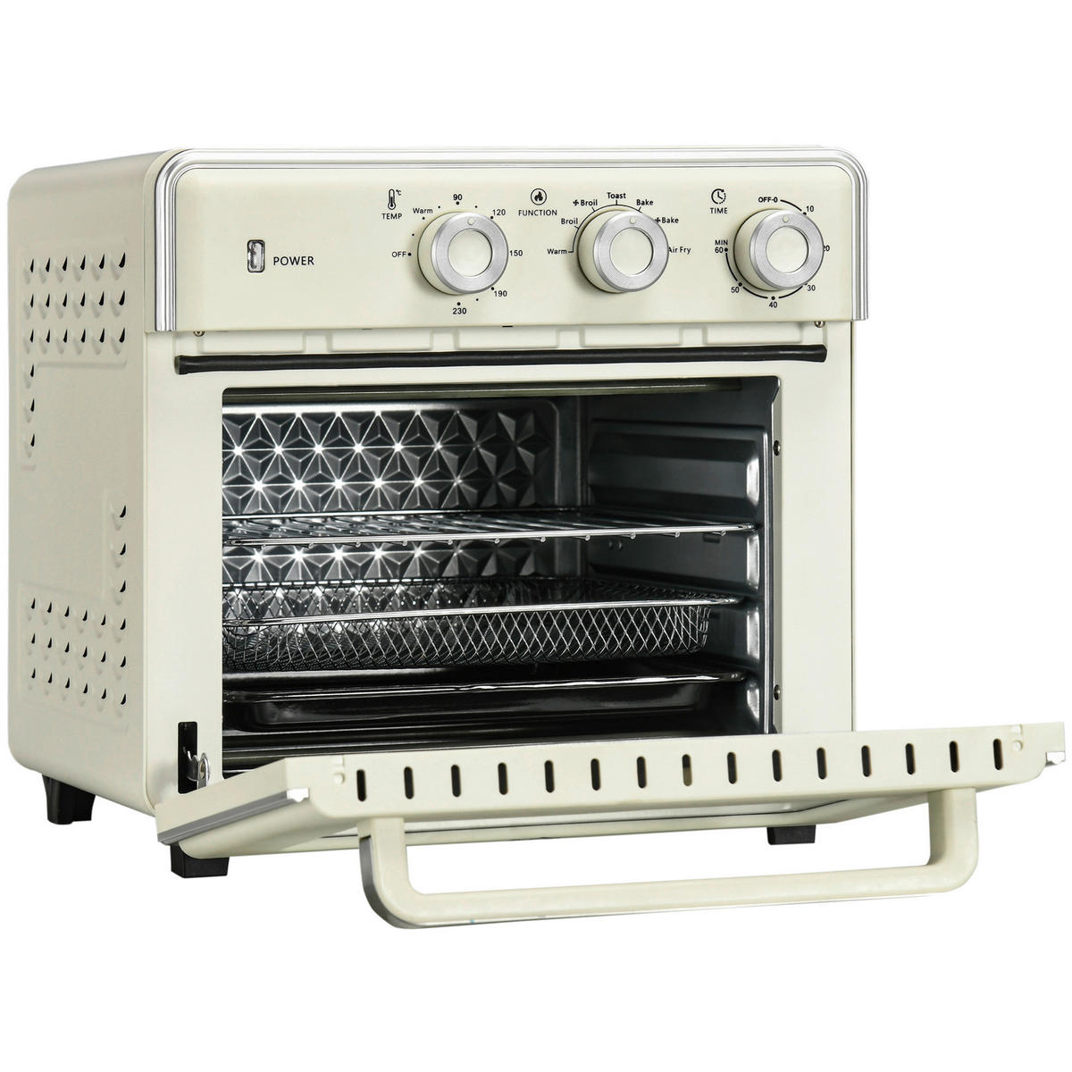 HOMCOM Küchengerät 800-152V90CW cremeweiß Edelstahl B/H/L: ca. 37,7x36x34,5 cm Minibackofen - cremeweiß (34,50/37,70/36,00cm) - HOMCOM