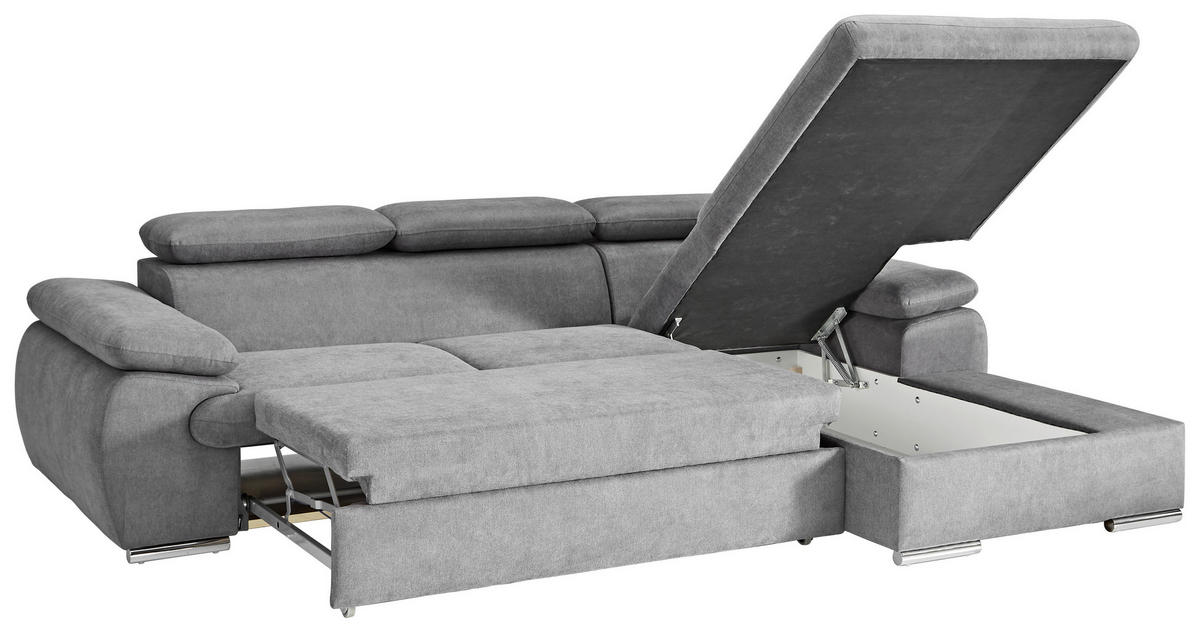 Ecksofa Como graubraun Como - graubraun/Chrom