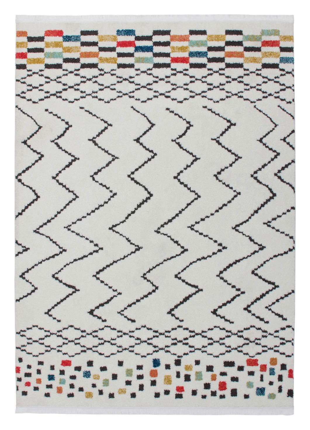 Kayoom Kurzflorteppich Agadir 410 weiß B/H/L: ca. 80x2,3x150 cm Agadir 410 - weiß/schwarz (150,00/80,00/2,30cm) - Kayoom