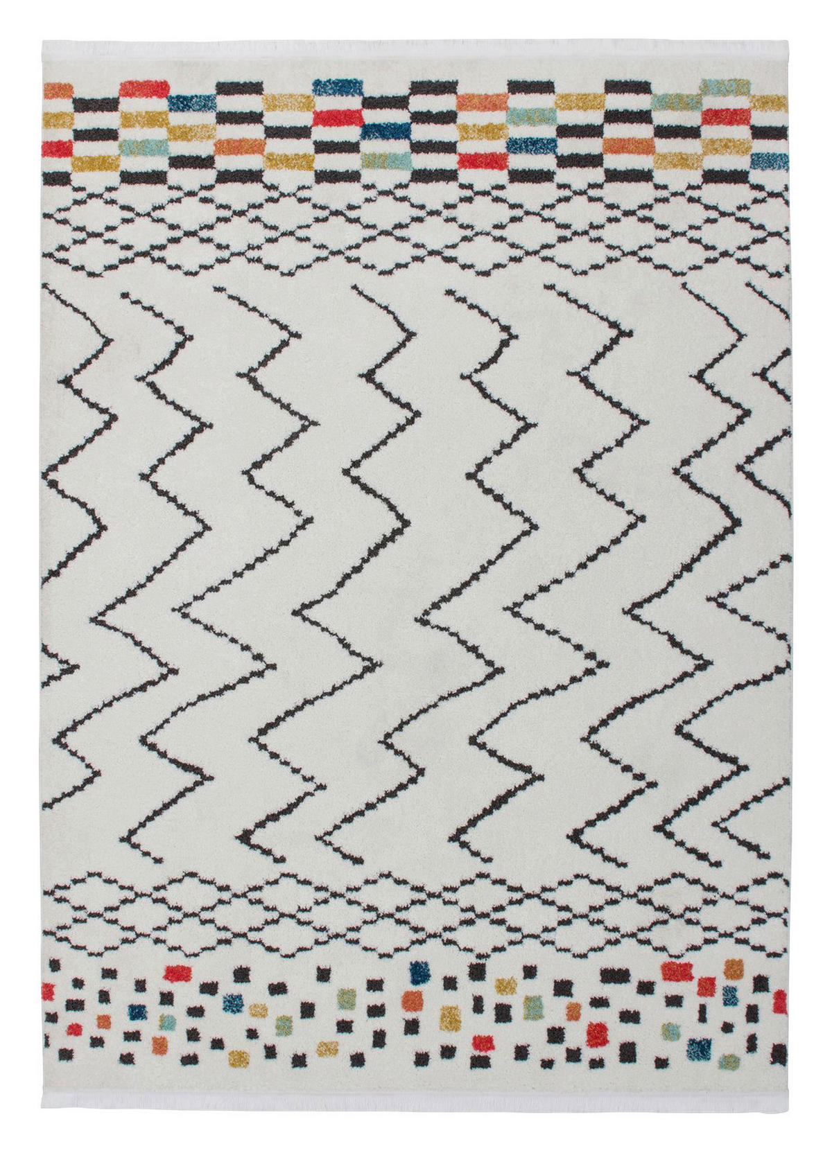 Kayoom Kurzflorteppich Agadir 410 weiß B/H/L: ca. 80x2,3x150 cm Agadir 410 - weiß/schwarz (150,00/80,00/2,30cm) - Kayoom