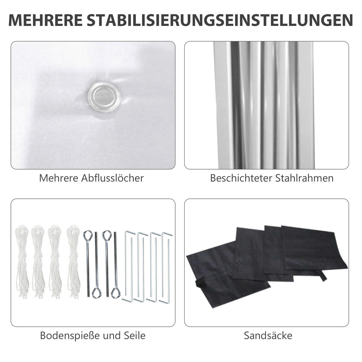 Outsunny Faltpavillon hellgrau Stahl B/H/L: ca. 297x274x297 cm Faltpavillon - hellgrau (297,00/297,00/274,00cm) - Outsunny