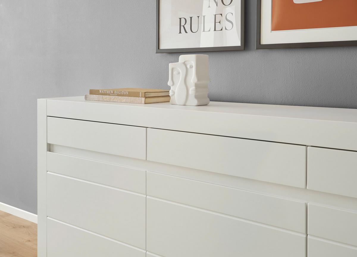 Sideboard Chester weiß matt B/H/T: ca. 217x90x42 cm Chester - weiß (217,00/90,00/42,00cm)