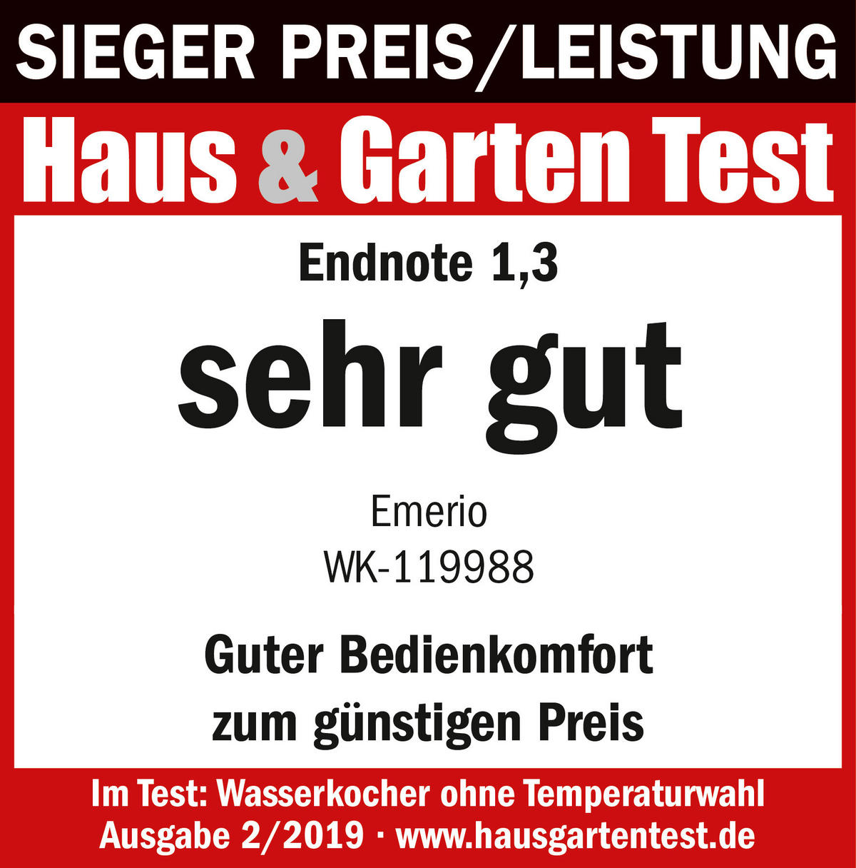 Emerio Glas-Wasserkocher Wasserkocher_Glas WK-119988.7 - schwarz - Emerio