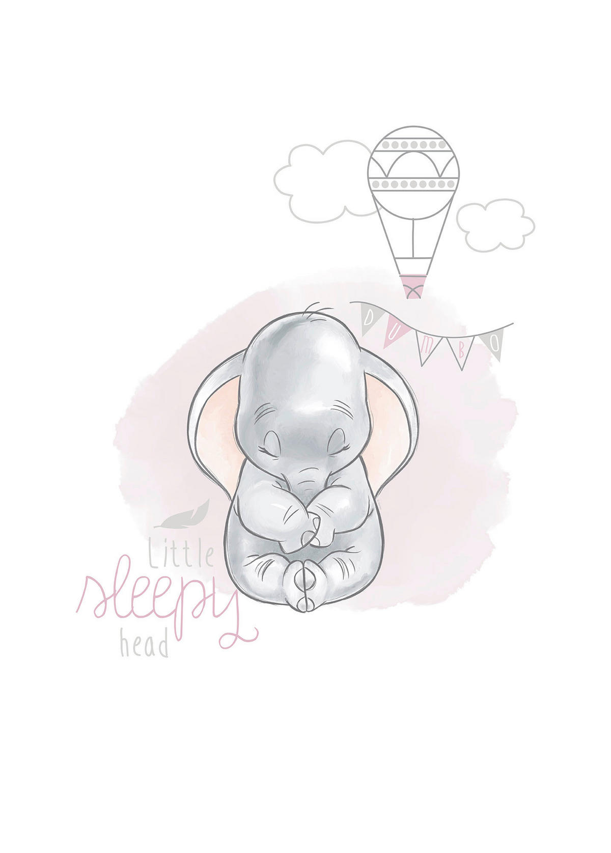 Komar Poster Dumbo Sleepy Disney B/L: ca. 50x70 cm Dumbo Sleepy - (50,00/70,00cm) - Komar