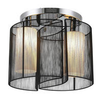 HOMCOM Deckenlampe 2-flammig schwarz Glas Stoff Stahl H/D: ca. 33x48 cm E27 2 Brennstellen Deckenlampe 2-flammig - schwarz (48,00/33,00cm) - HOMCOM