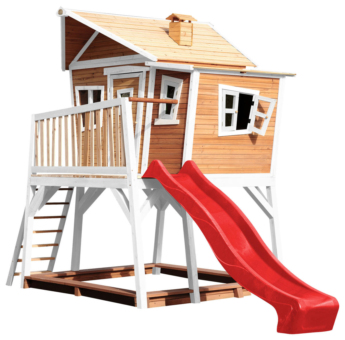 AXI Spielhaus Max braun B/H/L: ca. 432x288x193 cm Max - braun/weiß (193,00/432,00/288,00cm) - AXI