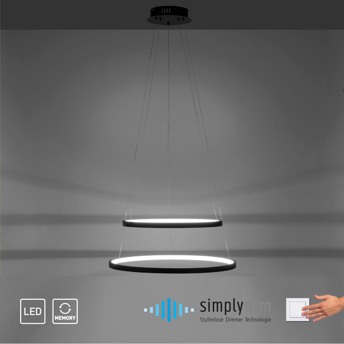 Just Light LED-Pendelleuchte CIRCLE 11525-13 weiß anthrazit Metall Kunststoff H/D: ca. 120x50 cm 2.0 Brennstellen CIRCLE - weiß/anthrazit (50,00/120,00cm) - Just Light