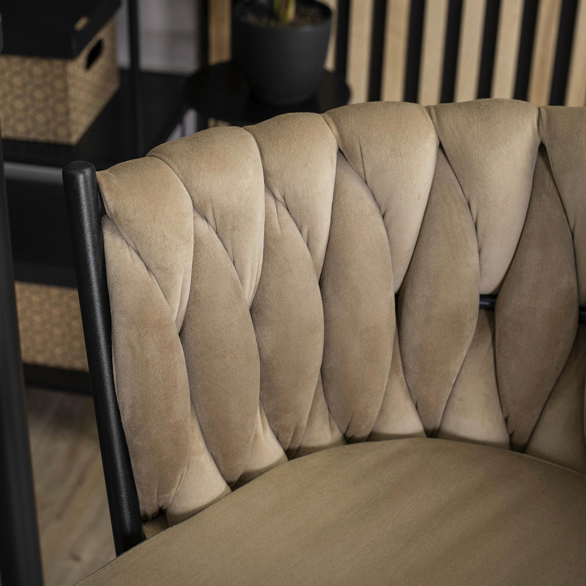 Barhocker FLORES beige Velourstoff B/H/T: ca. 60x104,5x56 cm FLORES - beige (60,00/104,50/56,00cm) - WIPMEB