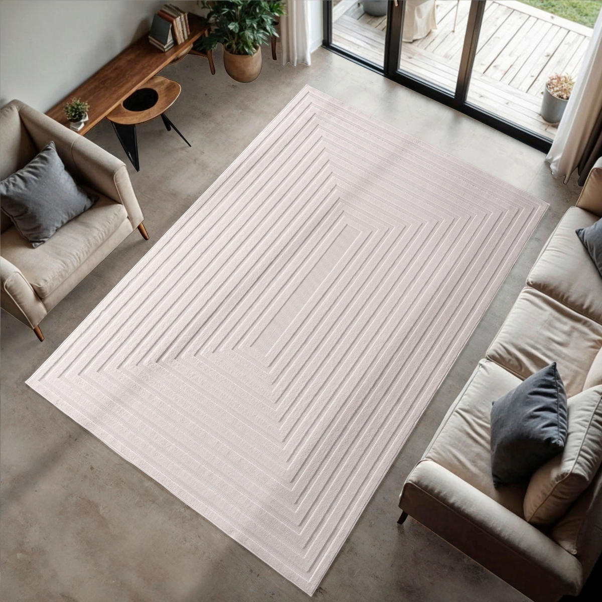 Ayyildiz Kurzflorteppich DOHA creme B/L: ca. 280x370 cm DOHA - creme (280,00/370,00cm) - Ayyildiz