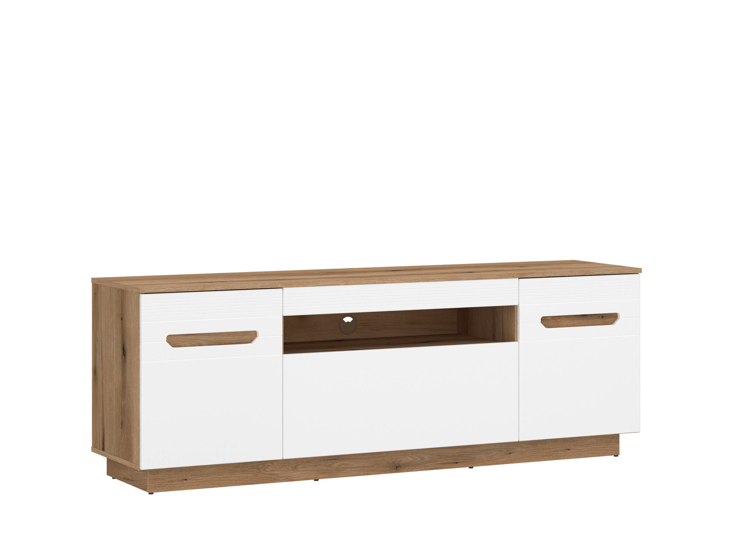 TV-Lowboard Alana Eiche Evoke Coast Nachbildung weiß Hochglanz B/H/T: ca. 177x65x50 cm Alana - Eiche/weiß (177,00/65,00/50,00cm)