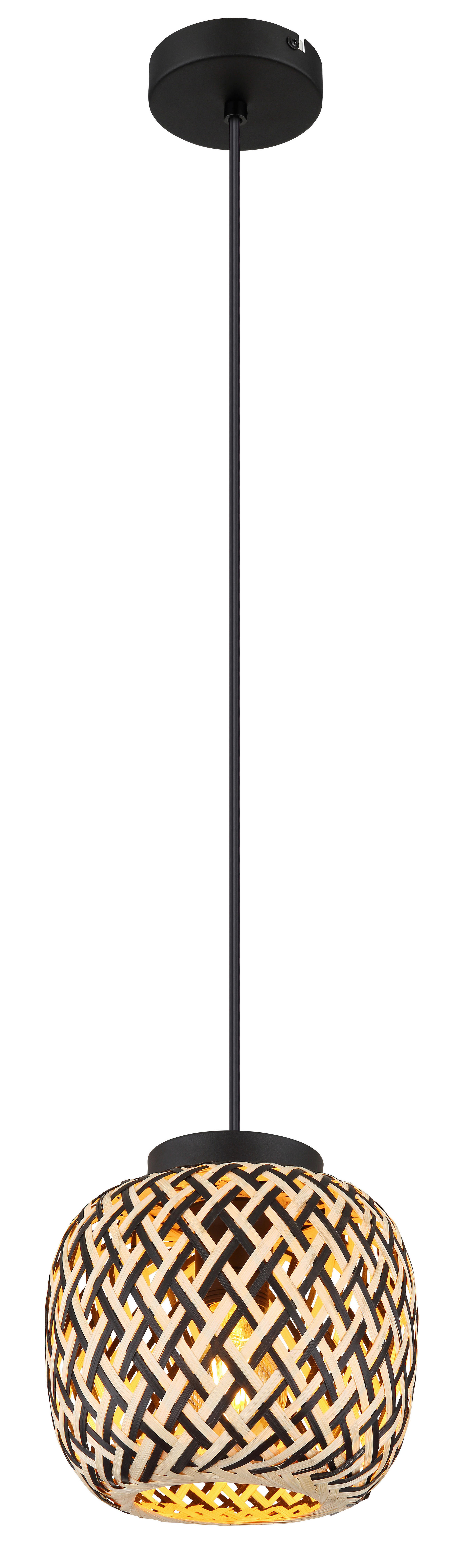 GLOBO Pendelleuchte schwarz natur Metall H/D: ca. 120x20 cm E27 1 Brennstellen COLLY - natur/schwarz (20,00/120,00cm) - GLOBO