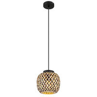 GLOBO Pendelleuchte schwarz natur Metall H/D: ca. 120x20 cm E27 1 Brennstellen COLLY - natur/schwarz (20,00/120,00cm) - GLOBO