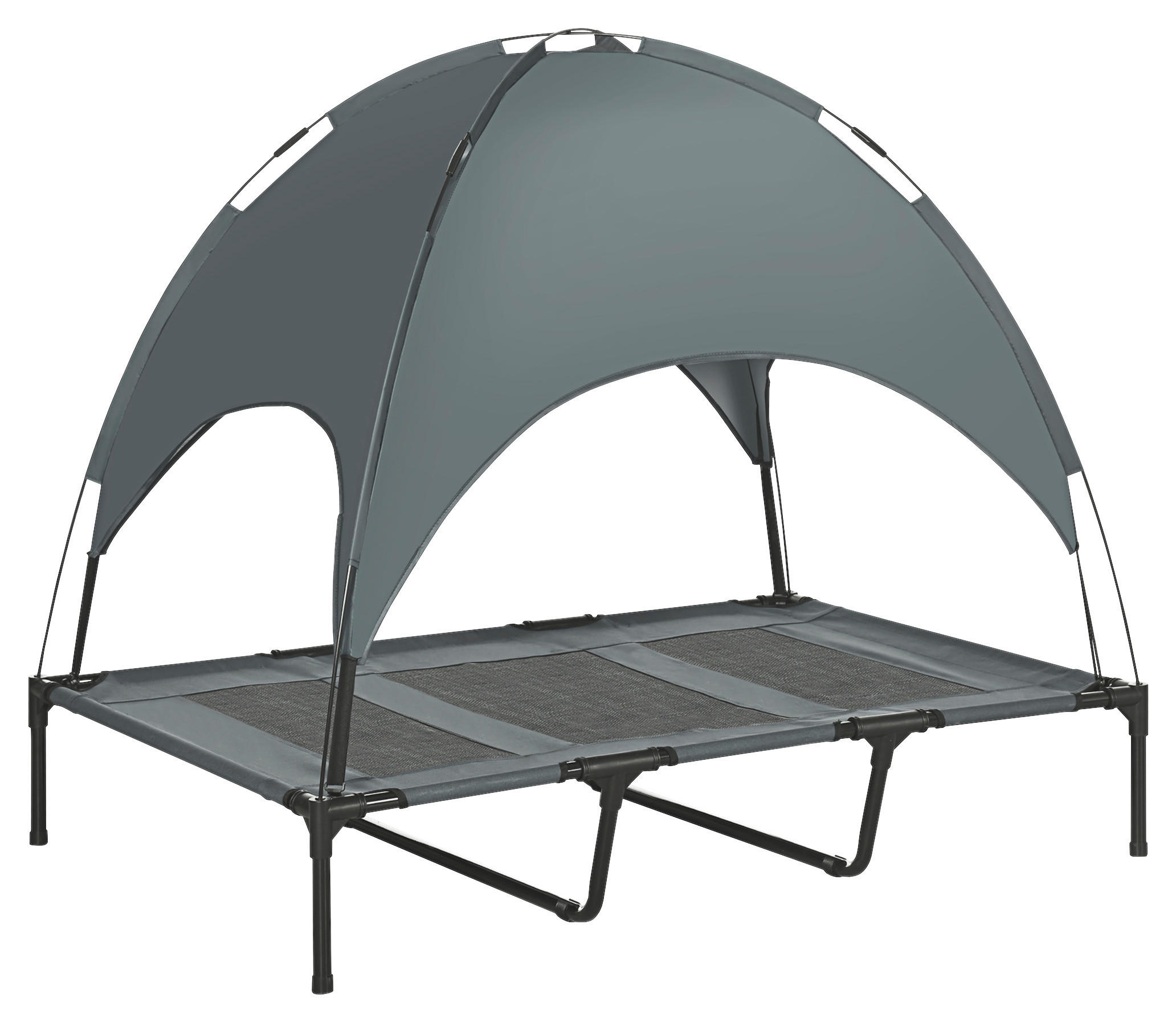 PawHut Hunde-Zubehör grau Edelstahl B/H/L: ca. 92x122x108 cm Hundebett - schwarz/grau (108,00/92,00/122,00cm) - PawHut