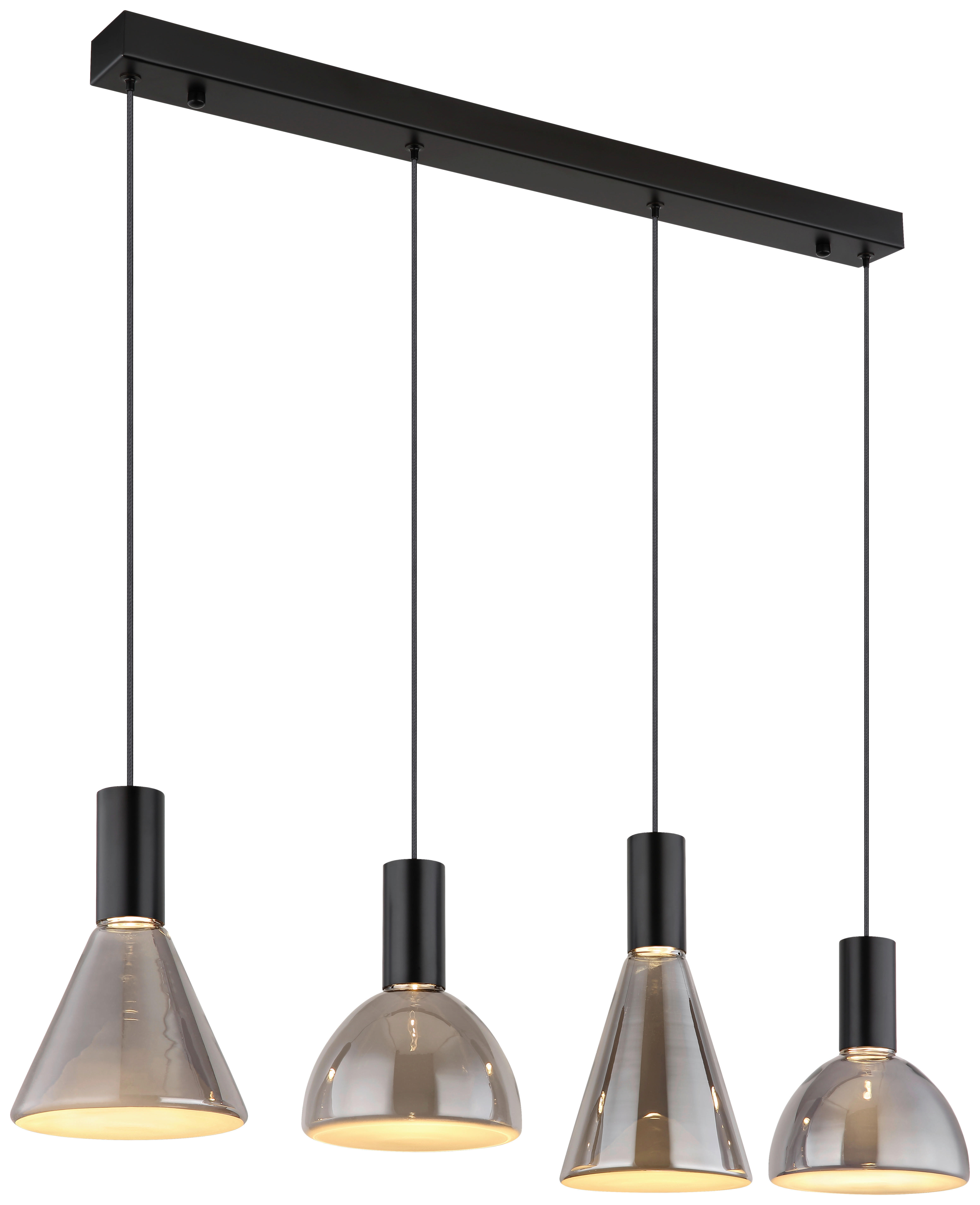 GLOBO LED-Pendelleuchte mattschwarz Rauch Metall Glas B/H/T: ca. 17x150x87 cm LABORA - Rauch/mattschwarz (17,00/150,00/87,00cm) - GLOBO