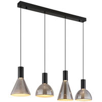 GLOBO LED-Pendelleuchte mattschwarz Rauch Metall Glas B/H/T: ca. 17x150x87 cm LABORA - Rauch/mattschwarz (17,00/150,00/87,00cm) - GLOBO