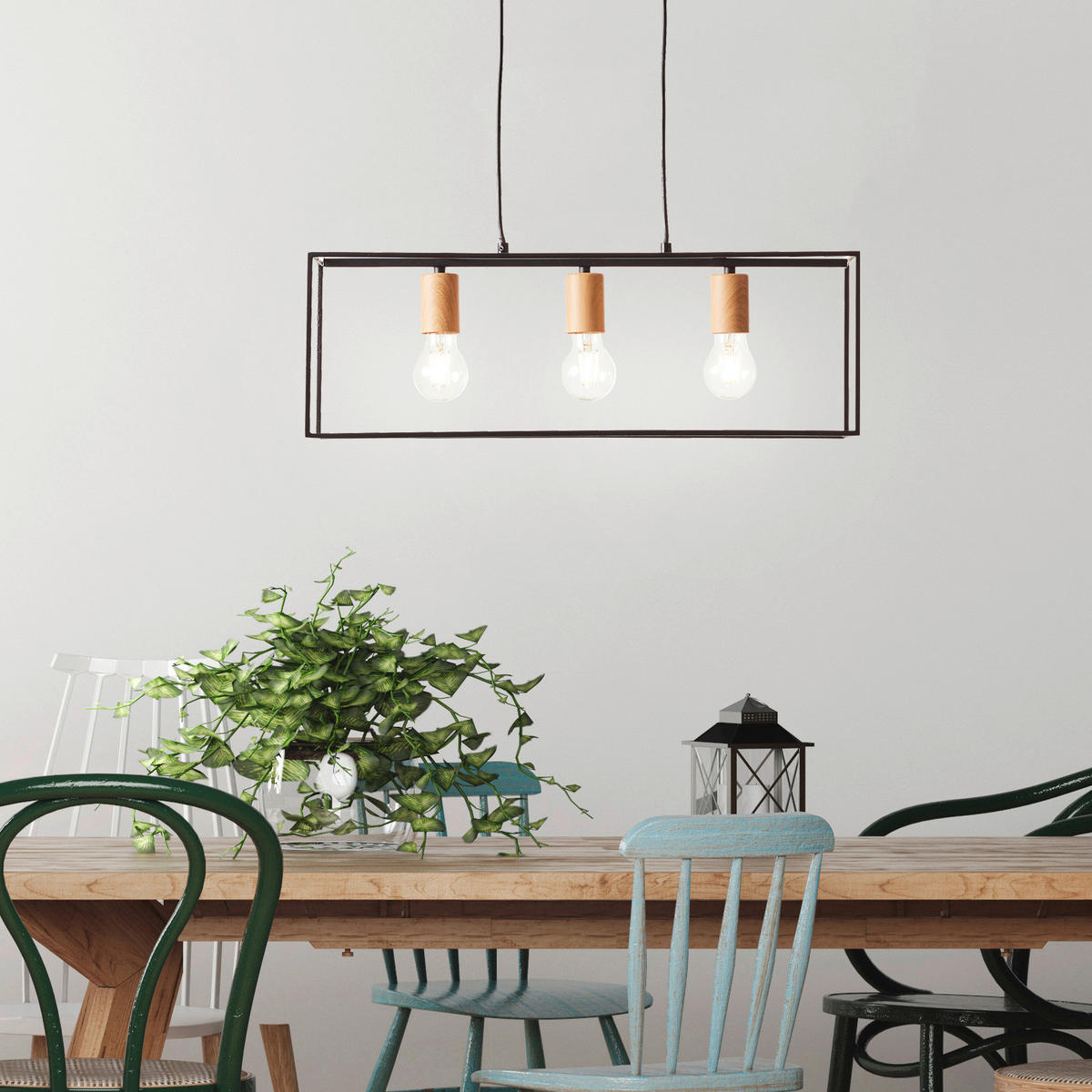 Brilliant Pendelleuchte 92747/76 schwarz Metall B/H/T: ca. 60x110x20 cm E27 3 Brennstellen Pendelleuchte Arica 92747/76 - schwarz (60,00/110,00/20,00cm) - Brilliant