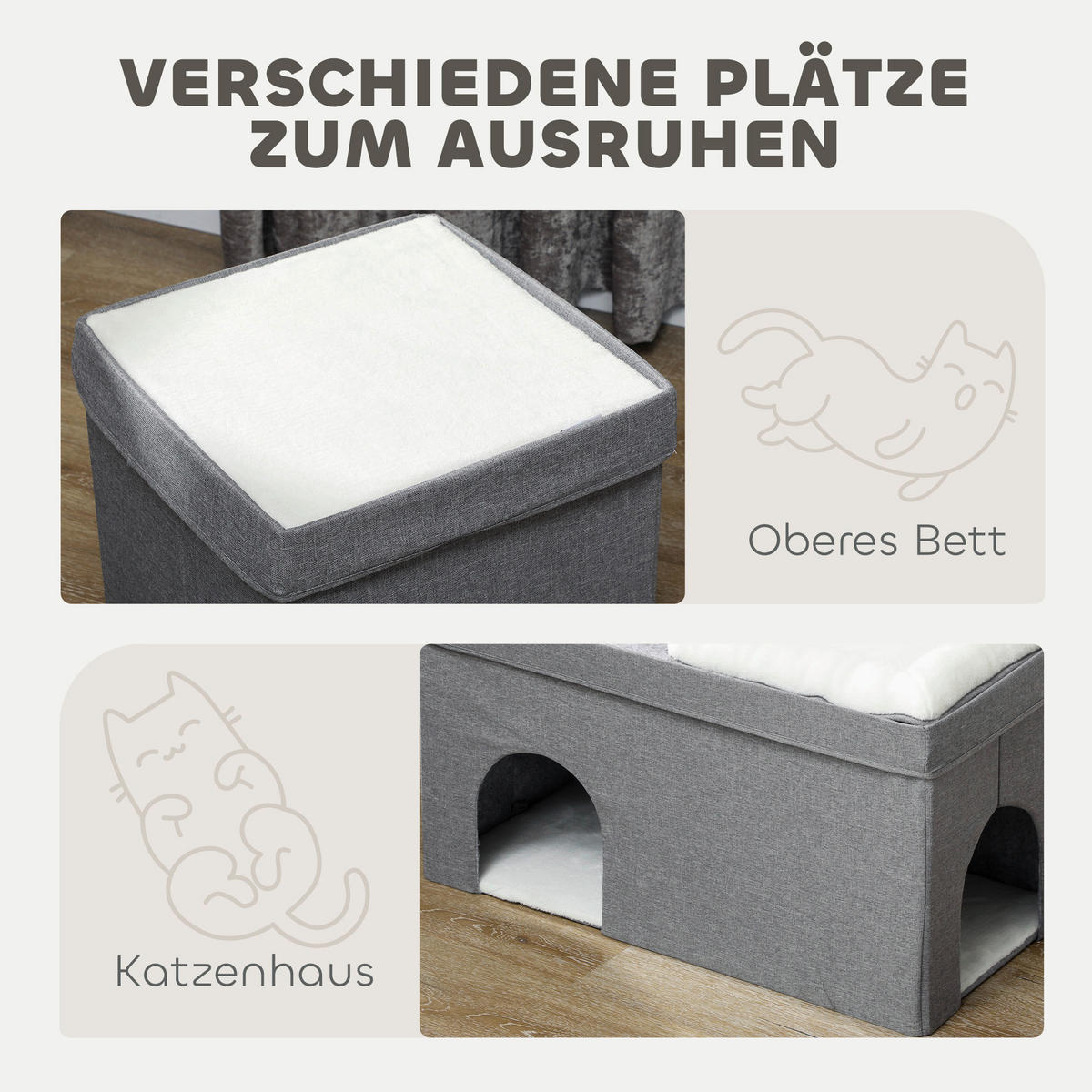 PawHut Katzenhöhle grau Polyester B/H/L: ca. 37,5x78,5x74 cm Katzenhöhle - grau (74,00/37,50/78,50cm) - PawHut