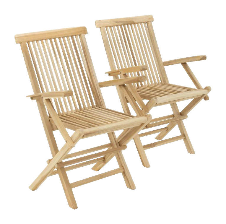 VCM Gartenstuhl 2er Set hellbraun Teakholz B/H/T: ca. 57x89x62 cm 2er Set - hellbraun (57,00/89,00/62,00cm) - VCM