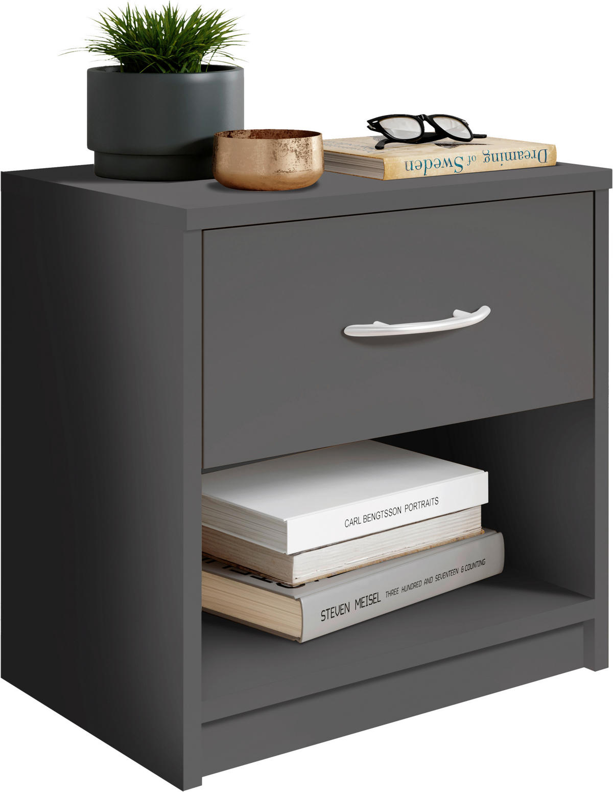 Nachtkonsole Pepe Graphit B/H/T: ca. 39x41x28 cm Pepe - Graphit (39,00/41,00/28,00cm)