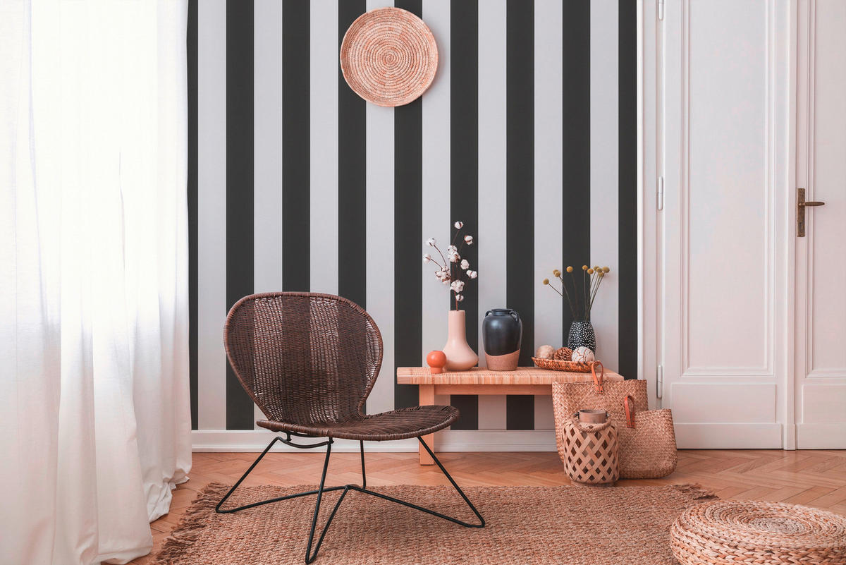 A.S.Creation Vliestapete Black & White Streifen schwarz B/L: ca. 53x1005 cm Black & White - schwarz (53,00/1005,00cm) - A.S.Creation