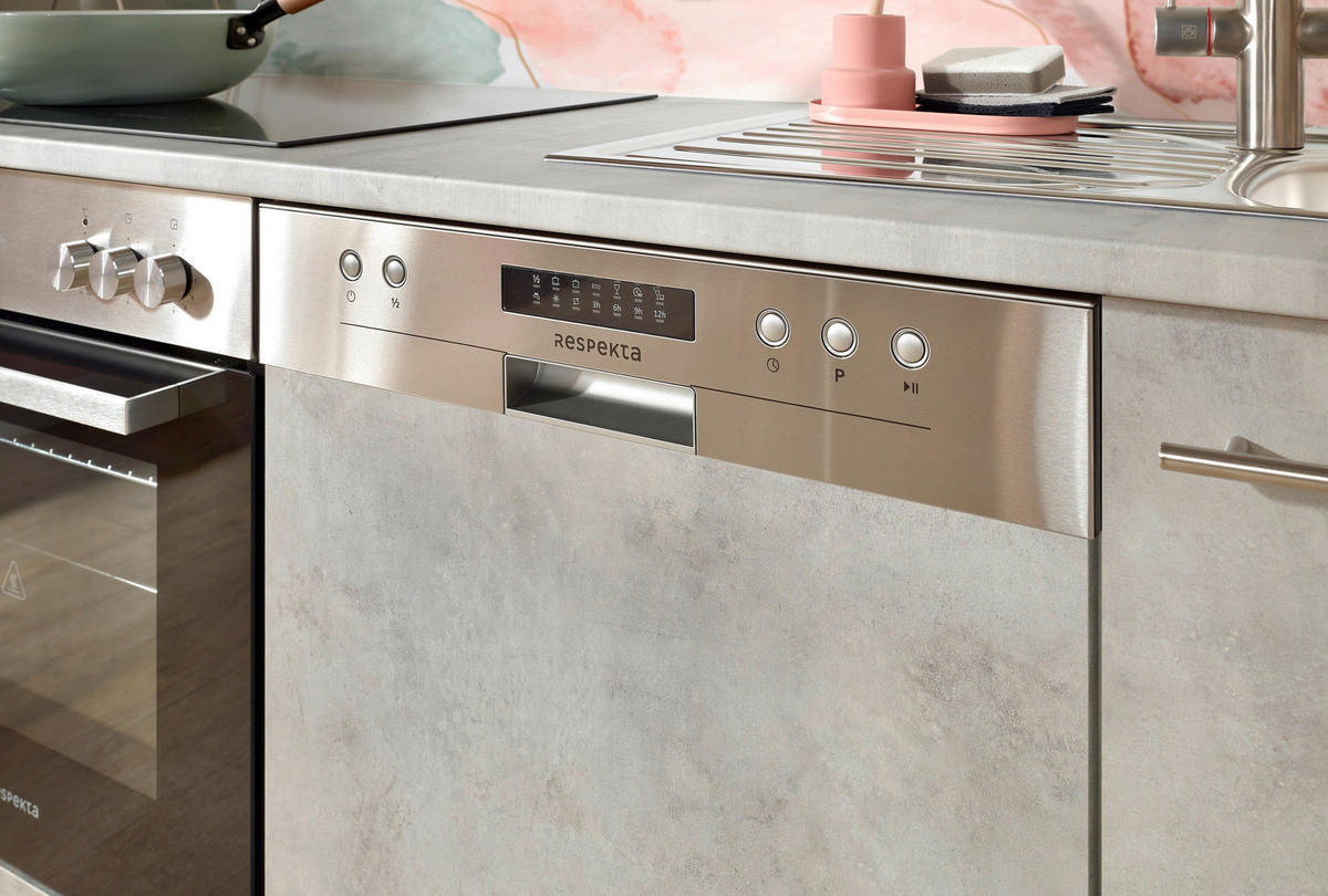 Respekta Winkelküche Malia Beton Optik B/H/T: ca. 280x200x172 cm Malia - Beton/weiß (280,00/200,00/172,00cm) - Respekta