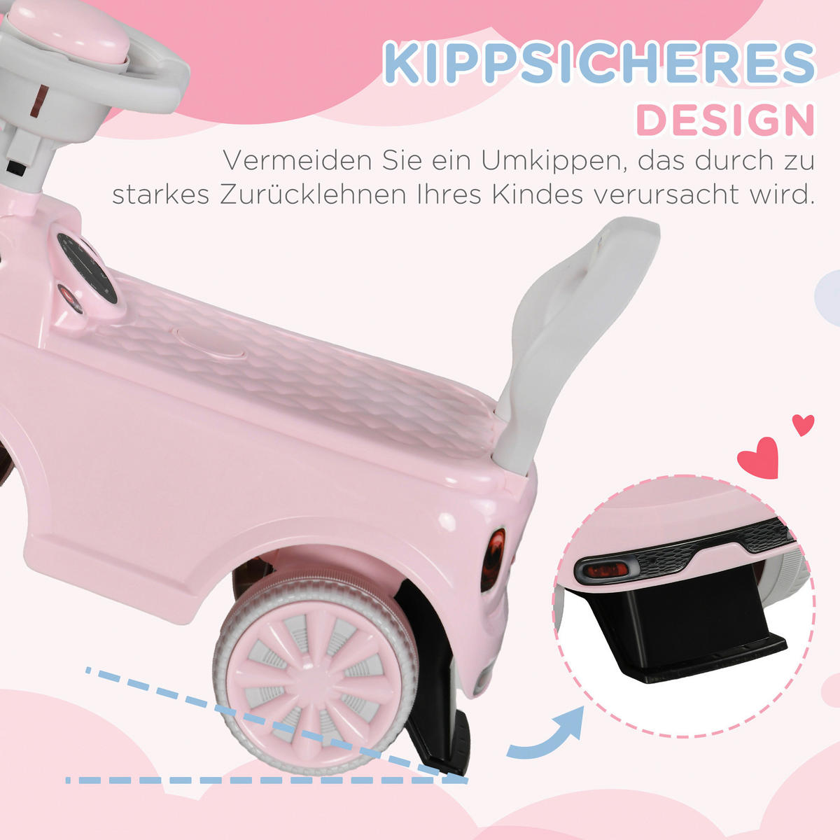 AIYAPLAY Rutschauto rosa B/H/L: ca. 25x35x53 cm Rutschauto - rosa (53,00/25,00/35,00cm) - AIYAPLAY